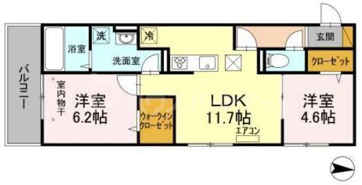 ジラソーレ(2LDK/2階)の間取り写真