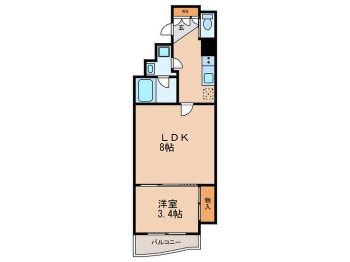 APRILE南森町(1LDK/9階)の間取り写真