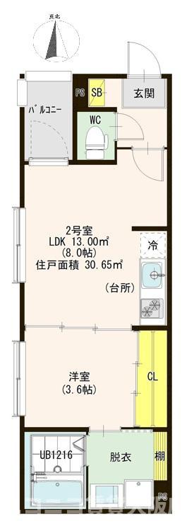 ハーモニーテラス竹田(1LDK/2階)の間取り写真