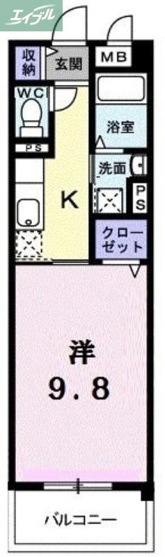 サン・フィールド(1K/3階)の間取り写真