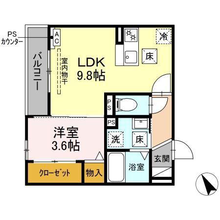 D-HILLS有玉南町(1LDK/2階)の間取り写真