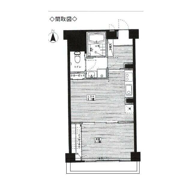 須賀マンション(1LDK/8階)の間取り写真