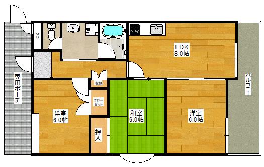 プリミエール江坂(3LDK/3階)の間取り写真