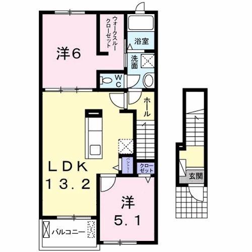 プラシード(2LDK/2階)の間取り写真