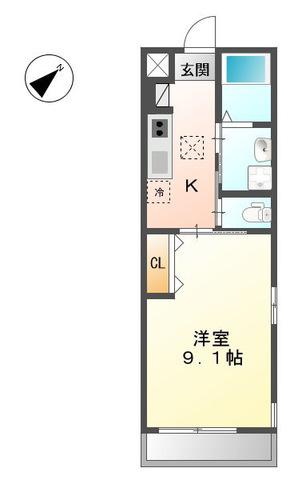 グランディールココ(1K/1階)の間取り写真