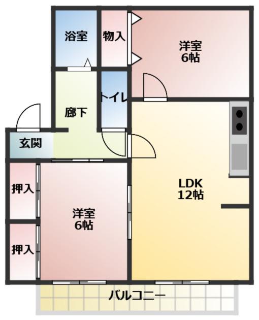 セントポーリア A棟(2LDK/2階)の間取り写真