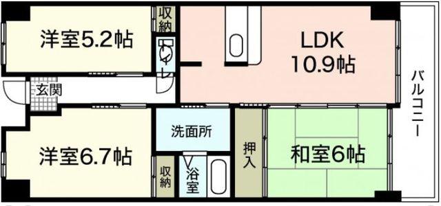 フォーラム牛田南(3LDK/1階)の間取り写真