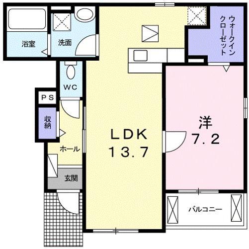 プラシードIII(1LDK/1階)の間取り写真