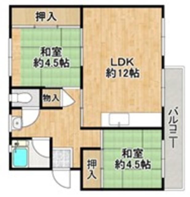 浅香山5棟(2LDK/5階)の間取り写真
