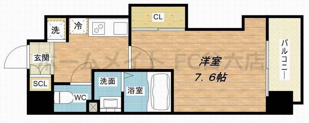 LUXE難波西II(1K/10階)の間取り写真