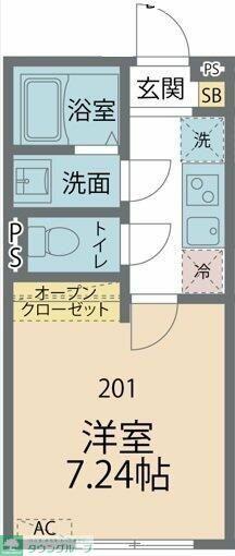 カインドネス津田沼(1K/2階)の間取り写真