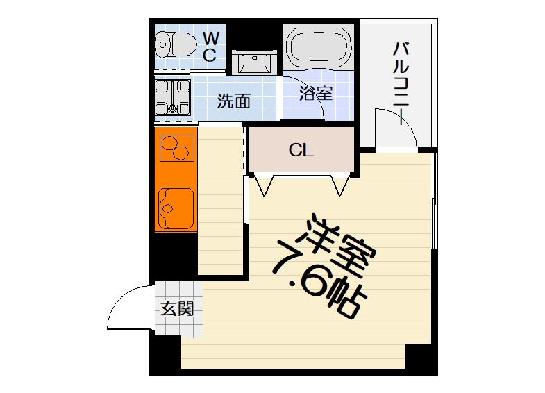 LA MER 諏訪森(1K/2階)の間取り写真