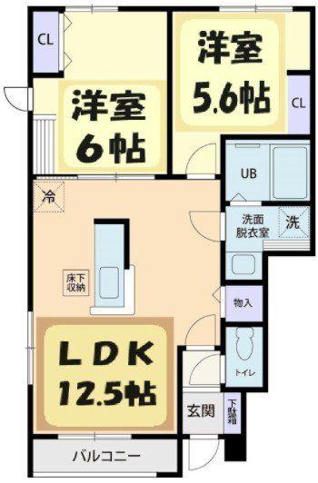 鹿沼市西鹿沼町(2LDK/1階)の間取り写真