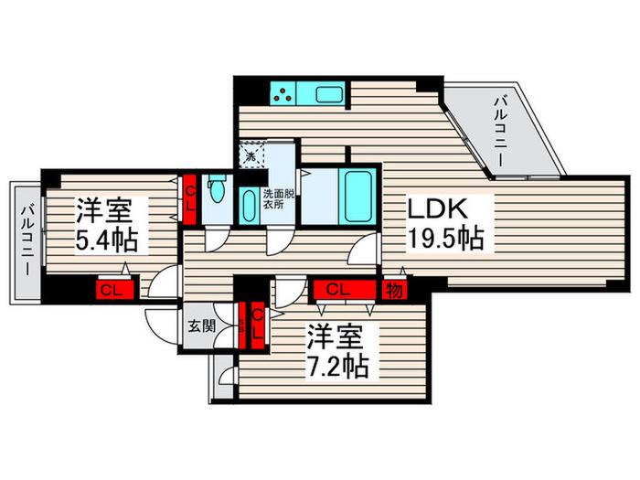 コンフィール西新井A.P(2LDK/6階)の間取り写真