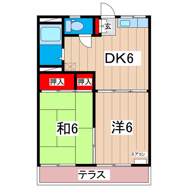 十王堂ハイツA(2DK/1階)の間取り写真