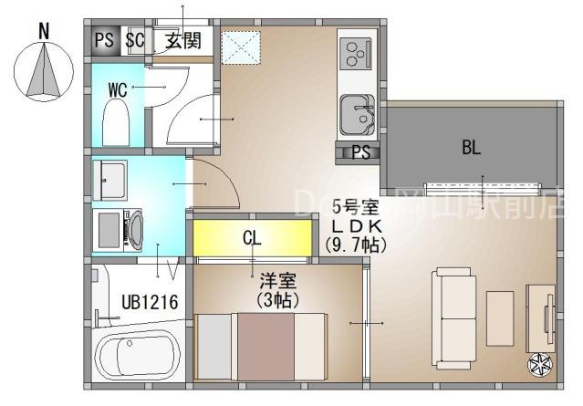 REGALEST 伊島I(1LDK/3階)の間取り写真