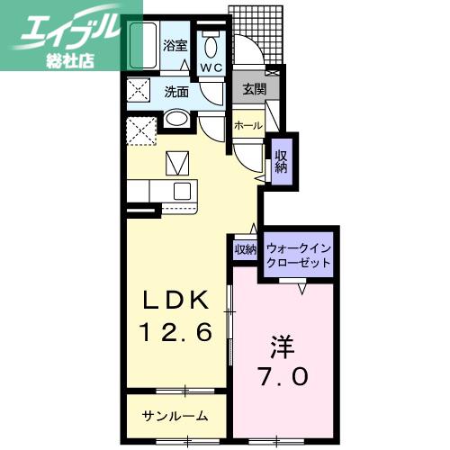 プリマヴェーラB(1LDK/1階)の間取り写真