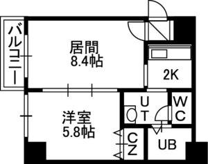 WILL DO北24条(1LDK/3階)の間取り写真