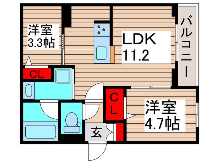 ビスタリエ南花畑(2LDK/3階)の間取り写真