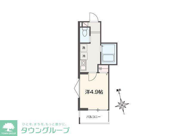 MELLAS青梅II(1K/1階)の間取り写真