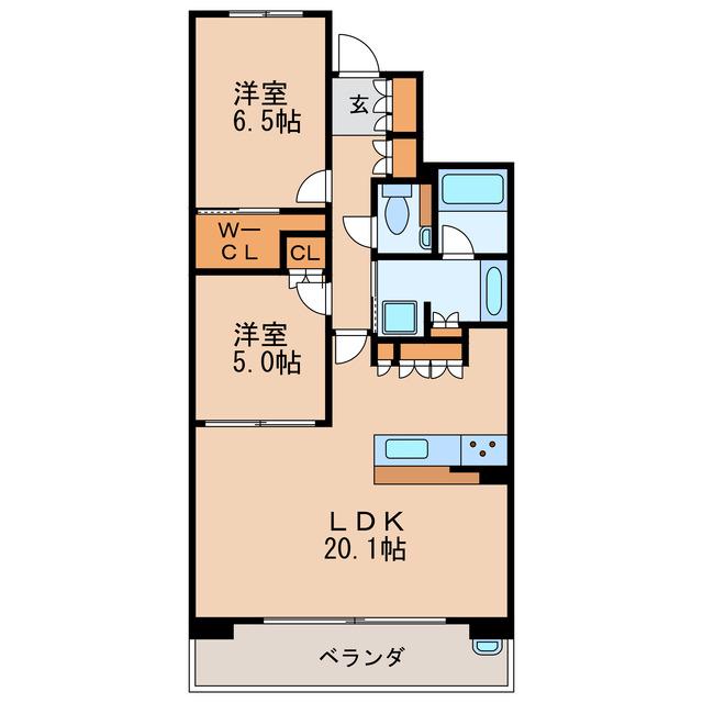 マストスクエア白壁(2LDK/6階)の間取り写真