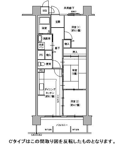 コーシャハイツ川口(3DK/9階)の間取り写真