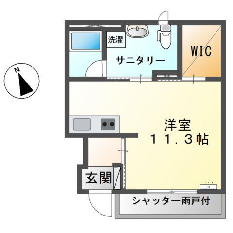 ヴィレドソレイユ サカエ(ワンルーム/1階)の間取り写真