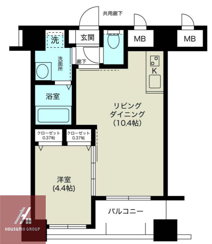 ノルデンハイム梅田東(1LDK/10階)の間取り写真