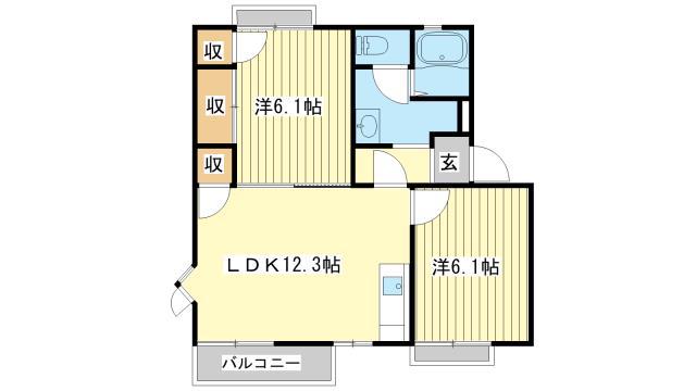 サンハイツA・B(2LDK/2階)の間取り写真