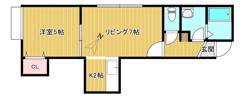 エム・バケーション(1LDK/2階)の間取り写真