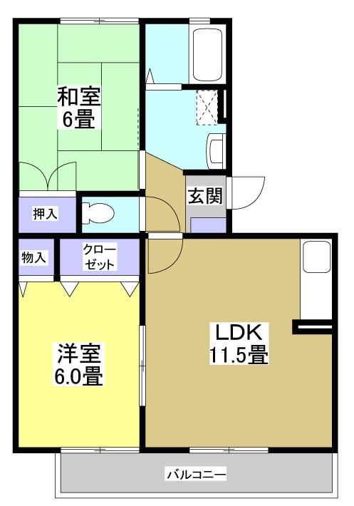 メゾン桂花(2LDK/3階)の間取り写真