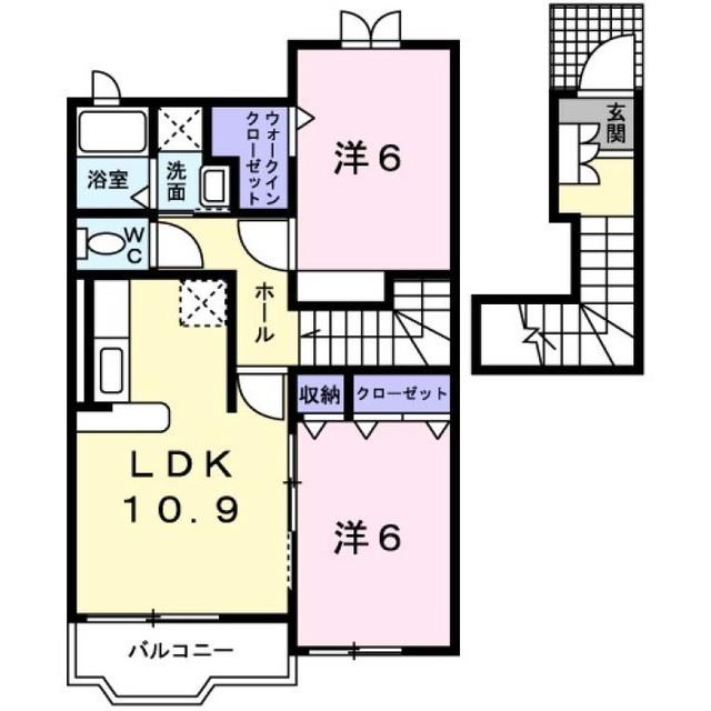 ラッフィナ-ト(2LDK/2階)の間取り写真