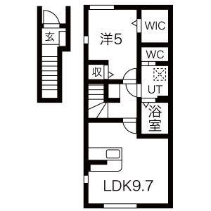 ル・メイユール鵜飼(1LDK/2階)の間取り写真