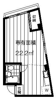 赤堤レジデンス(ワンルーム/2階)の間取り写真