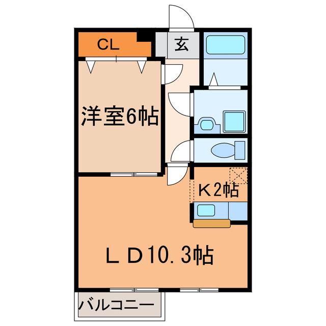 アドバンス(1LDK/2階)の間取り写真
