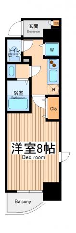 ベルヌーブラビ(1K/6階)の間取り写真