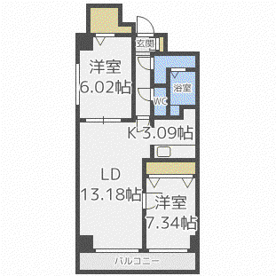 SQUARE MS614(2LDK/4階)の間取り写真