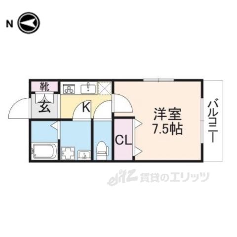 サンラック御陵(1K/2階)の間取り写真