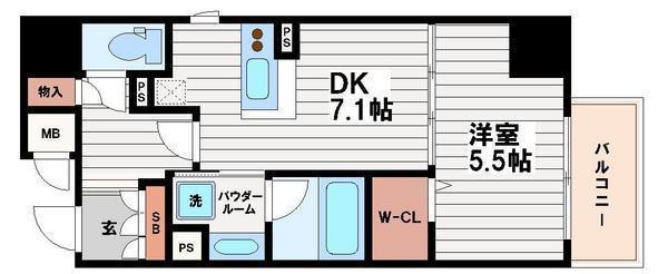 INOYA BLDG REGIDENCE(1DK/6階)の間取り写真