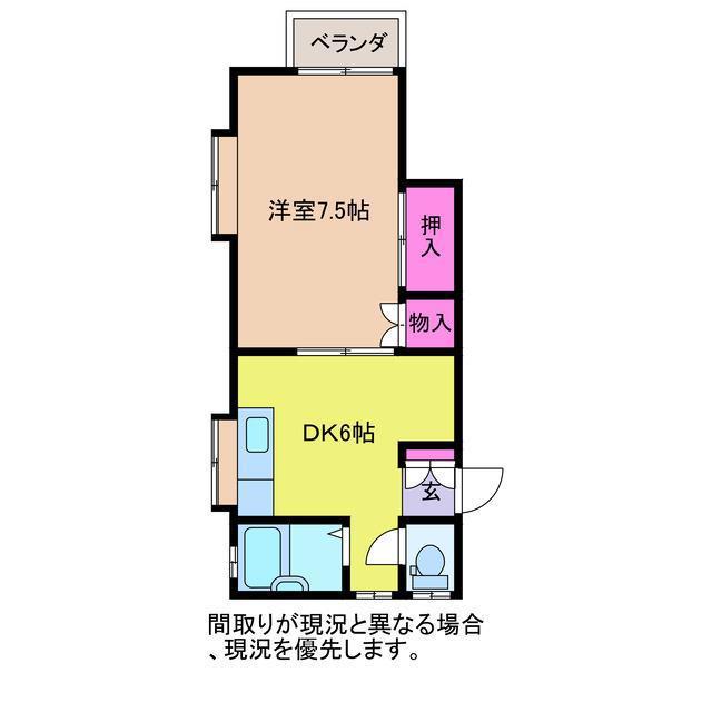 スプリングハイツ(1DK/1階)の間取り写真