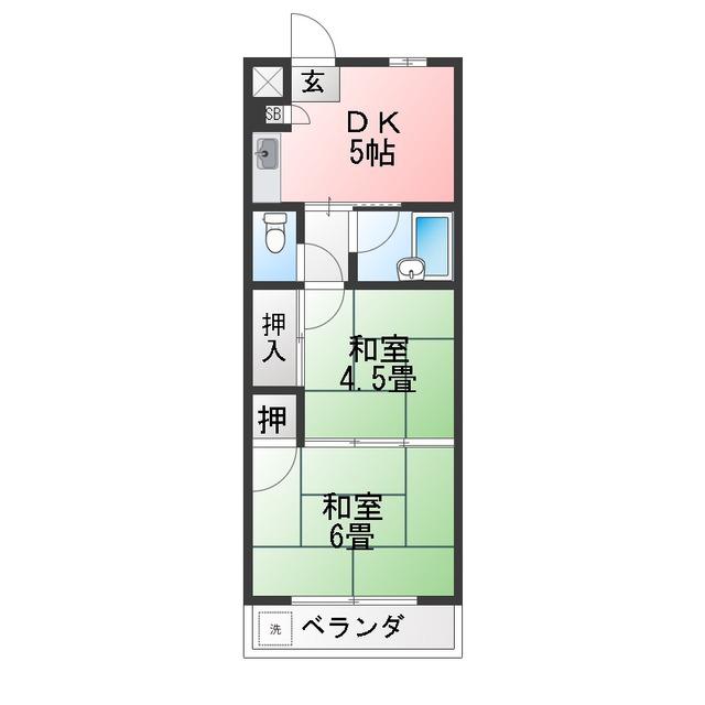 シャロン川口(2K/3階)の間取り写真