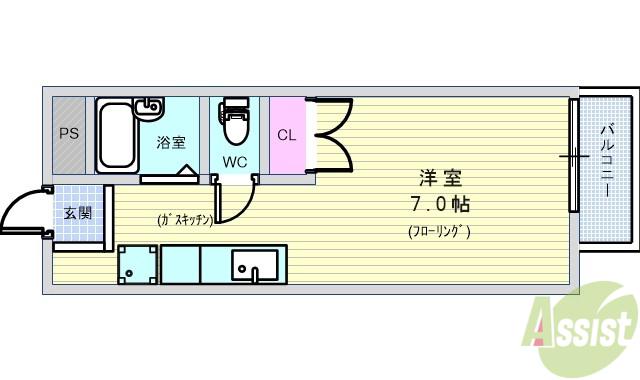サマックスしぶやハイツ(1K/1階)の間取り写真