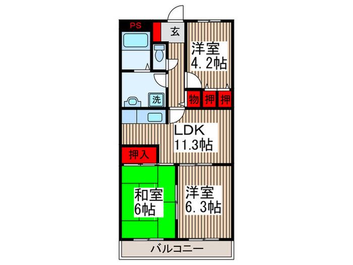 ASTEE ROYAL(3LDK/3階)の間取り写真