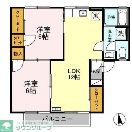 グレイスエステートB(2LDK/1階)の間取り写真