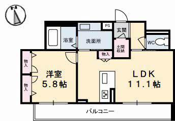 FORENABRUN徳島(1LDK/2階)の間取り写真