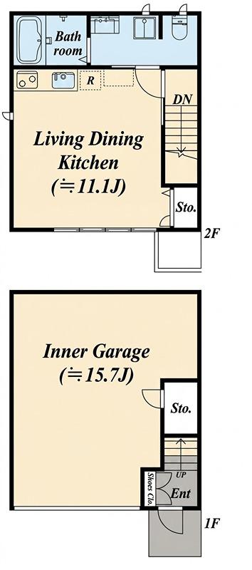 GARAGE SQUARE(ワンルーム/2階)の間取り写真
