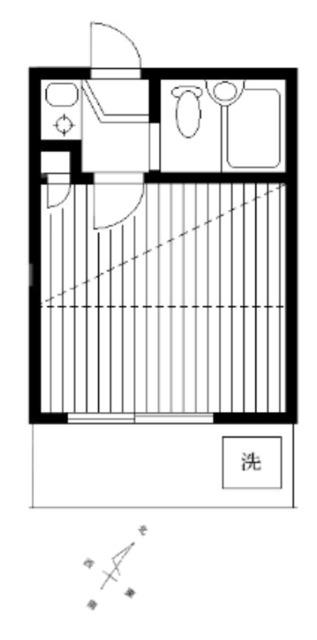 西ノ杜弐番館(1K/2階)の間取り写真