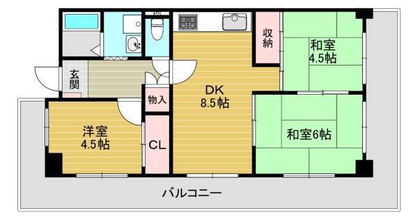 小阪ハイライフ(3DK/3階)の間取り写真