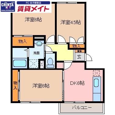 サンフラワーII(3DK/3階)の間取り写真