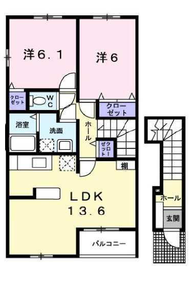 ファミーユ アン(2LDK/2階)の間取り写真